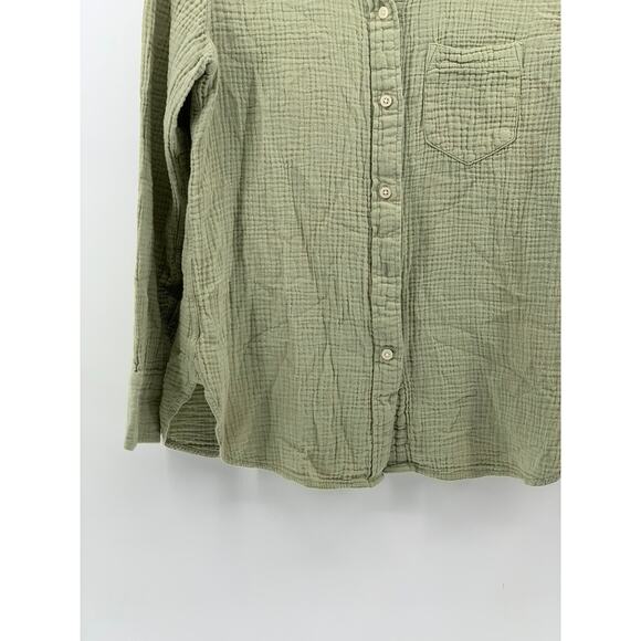 J.CREW Women's Sage Green Double Gauze Textured Button-Up Long Sleeve Top SZ S - Picture 6 of 12